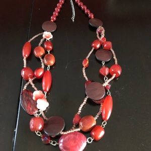 Red chunky beaded necklace